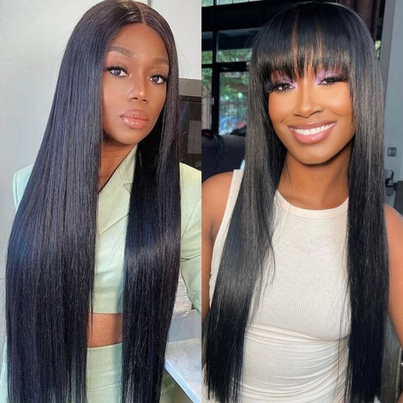 32 34 Inch HD 360 Straight Full Lace Frontal Human Hair Wigs 180 Density Long Straight Transparent Lace Wigs PrePlucked Remy