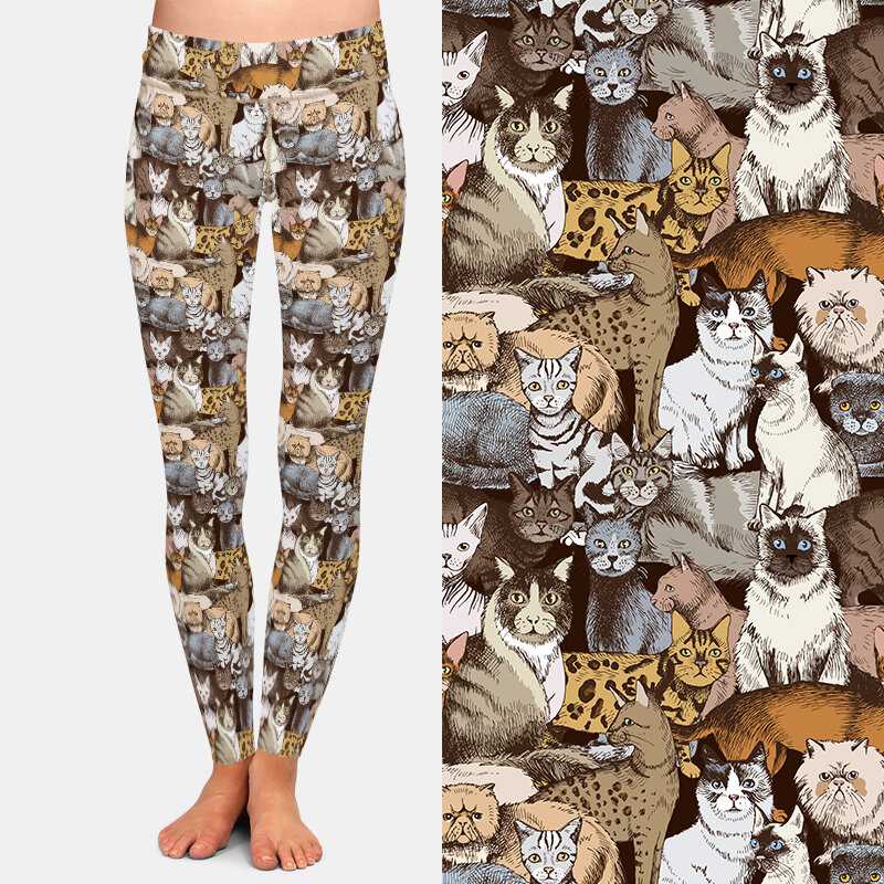 LETSFIND – pantalon taille haute pour femmes, Leggings extensibles et Sexy, avec impression numérique de chats mignons en 3D, à la mode