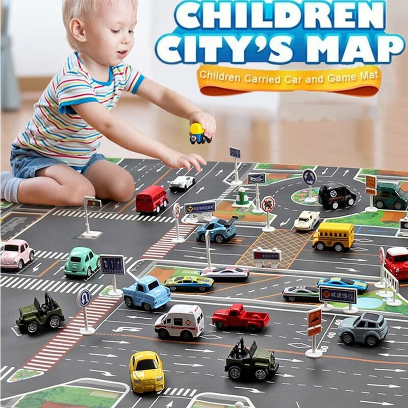 เสื่อของขวัญสำหรับเด็กสำหรับเด็กของเล่น DIY ป้ายจราจรที่จอดรถในเมืองถนนถนนแผนงานถนนพรมเพลย์แมทสำหรับปีนเขาของเล่น