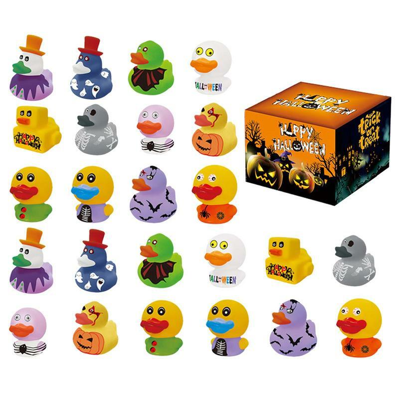 24pcs Mini Halloween Duck Shower Duck Bath Toys bambini Duckies assortiti Fancy Rubber Ducks Floating novità Duck per Boy Girls