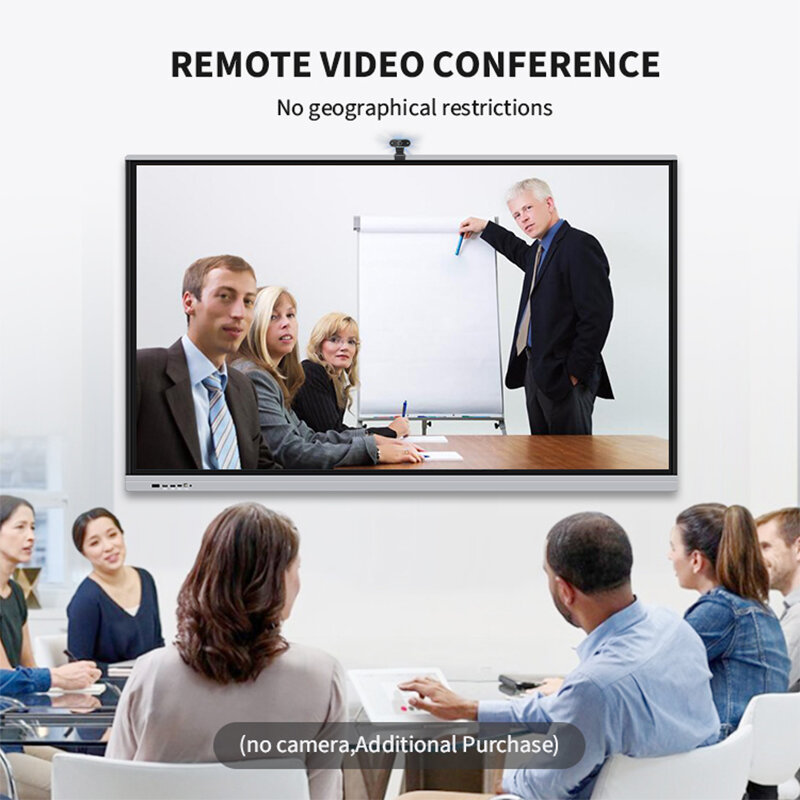 Papan pintar kelas dan konferensi, papan tulis elektronik layar sentuh HD 4K 65 75 86 inci untuk kelas dan konferensi