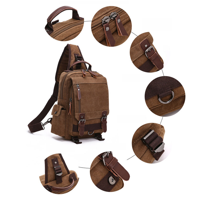 2023 Fashion Canvas Outdoor Travel Sports Cycling Mountain Climbing Crossbody Chest Bag Men's and Women's One Shoulder Backpack