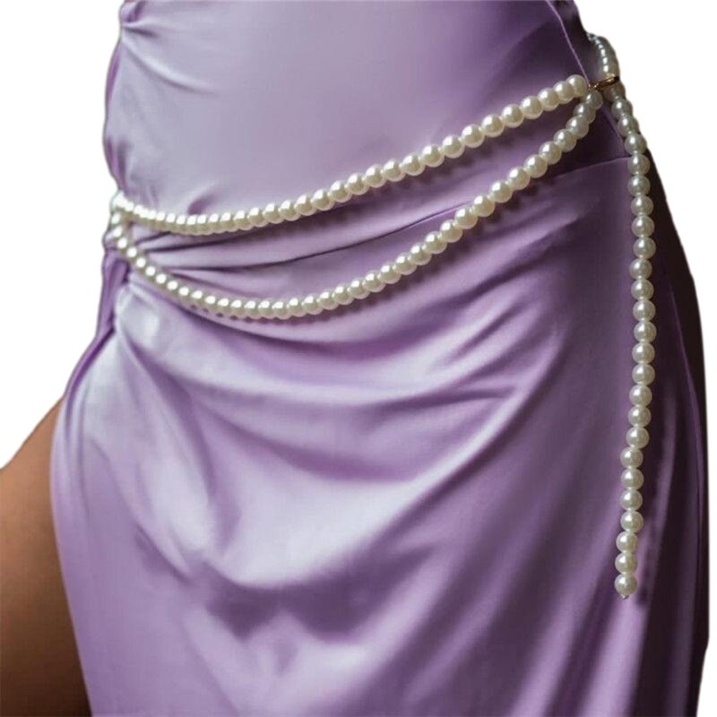 Elegant Pearls Belt Streetwear Body Chains Baroque Stage Shows for Women Girls Drop Shipping
