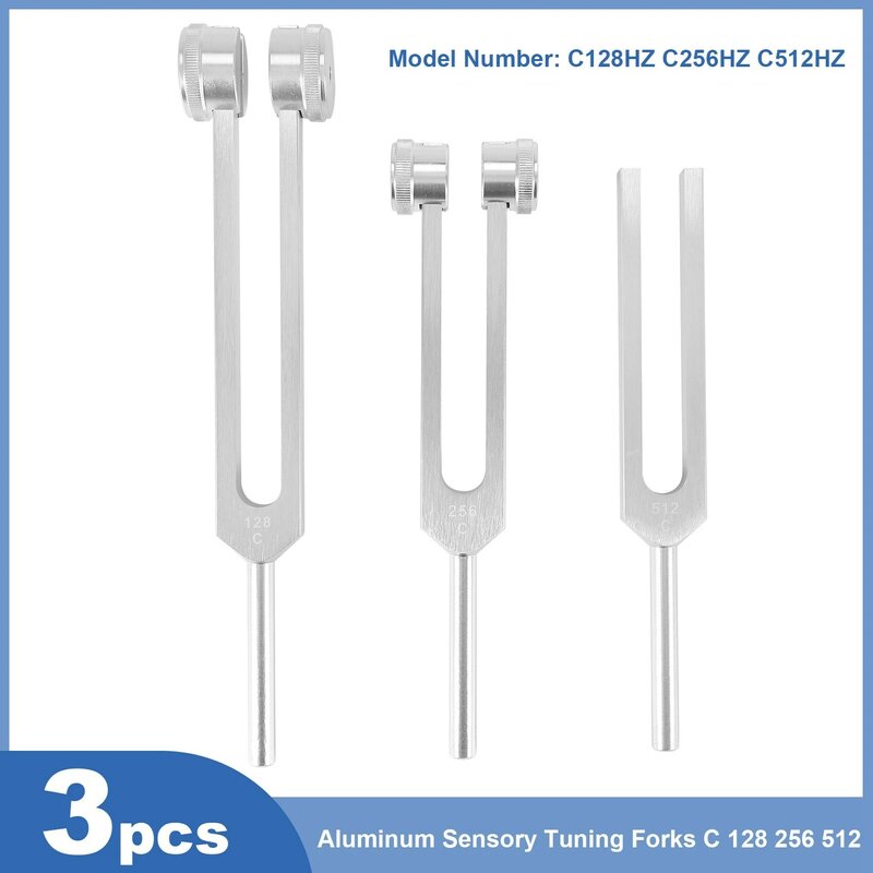 Set of 3 pcs Aluminum Sensory Tuning Forks C 128 256 512