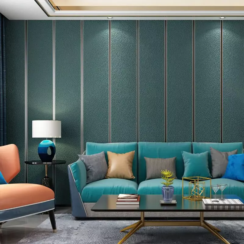 Papel tapiz de terciopelo de piel de ciervo de imitación Simple, tela lisa no tejida, rayas anchas, decoración de fondo de TV para sala de estar