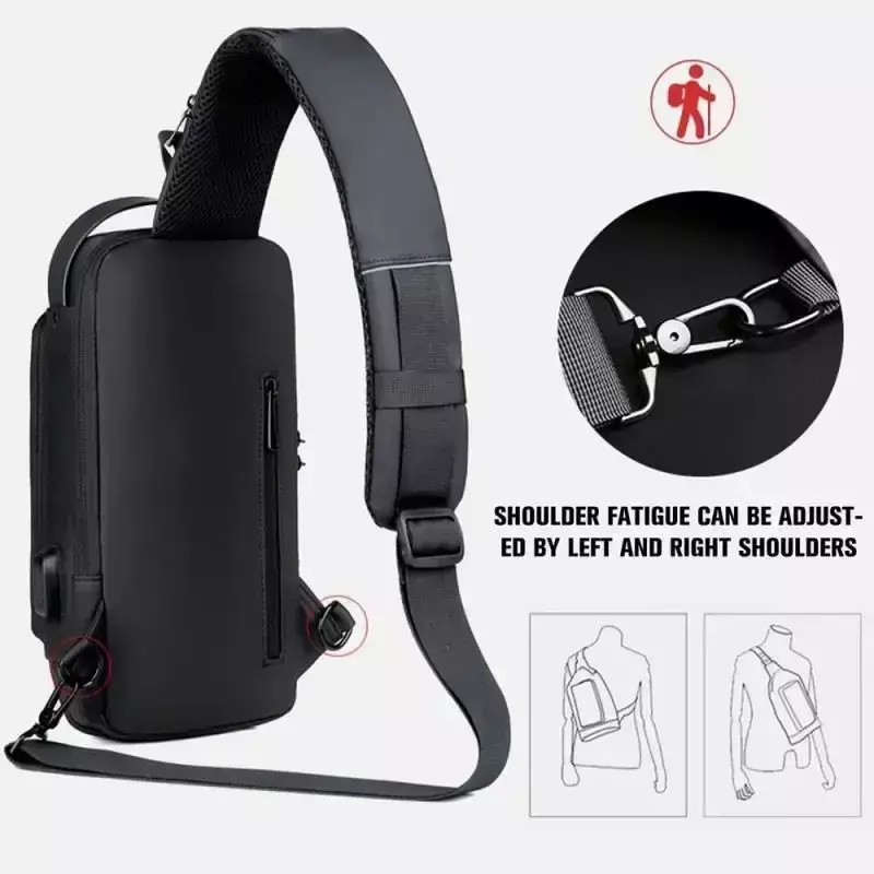 Men Anti Theft Chest Bag Shoulder Bags USB Charging Crossbody Package School Short Trip Messengers Bags Men's Oxford Sling Pack
