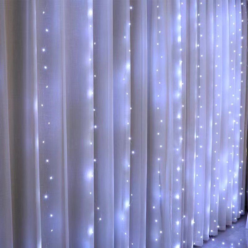 Kurtyna girlanda żarówkowa LED światło ciepłe/białe/kolorowe zdalne sterowanie sypialnia wakacje ślub Boże Narodzenie dekoracja bajki wieniec światło