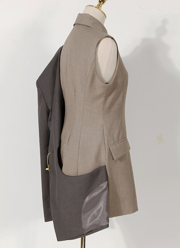 Bawełniane damskie garnitury 2-częściowa marynarka + kamizelka seksowna formalna pani biurowa odzież robocza moda dziewczęca kurtka sukienka na studniówkę