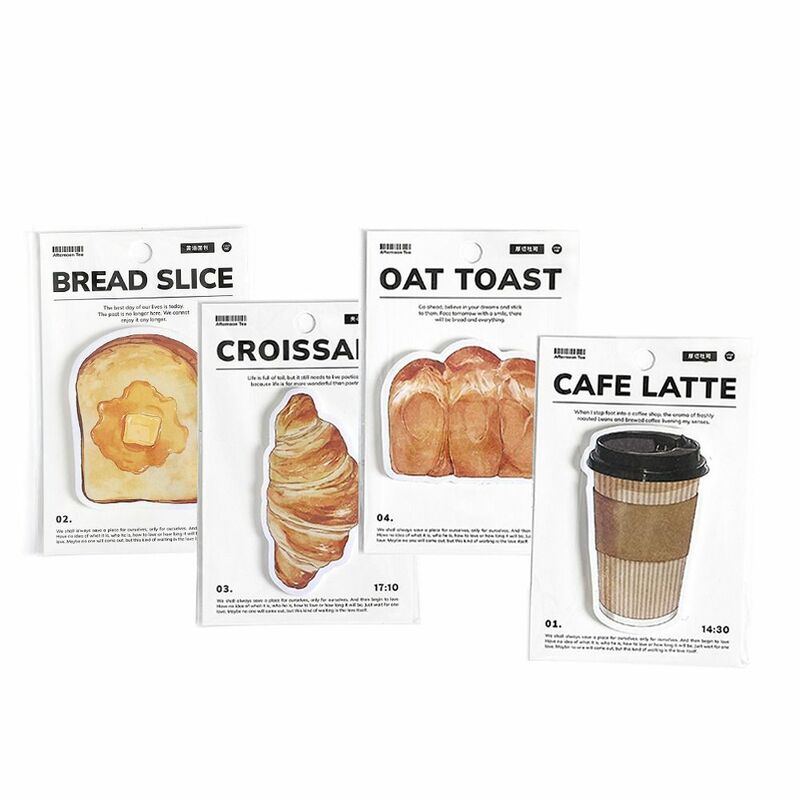 Sticky Notes of Bread Toast and Coffee Shape, Desenhos animados engraçados, Auto Sticky Notes, Marcadores de índice, Bandeiras, Memo criativo bonito, Papel de nota, 30 folhas