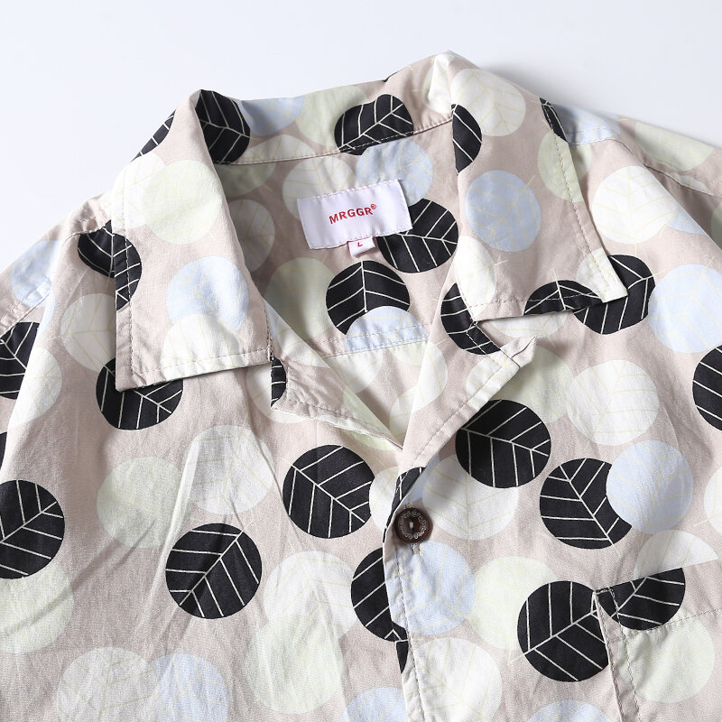 Camisa havaiana vintage com impressão japonesa, manga curta, camisa havaiana