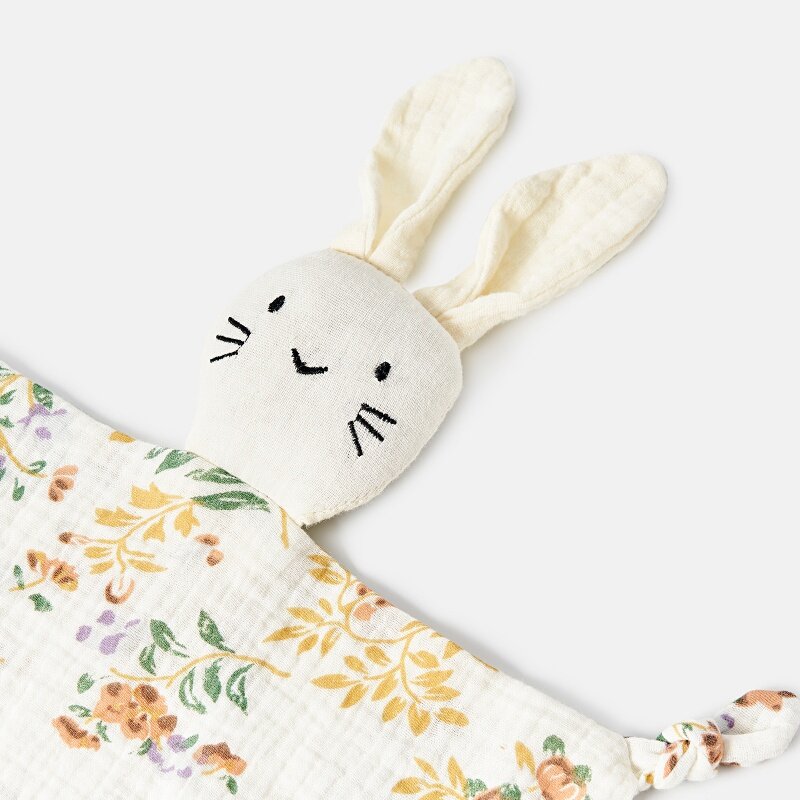 Soft Cotton Baby Bib Embroidery Logo Muslin Suffed Rabbit Appease Towel Security Baby Sleeping Towel Facecloth