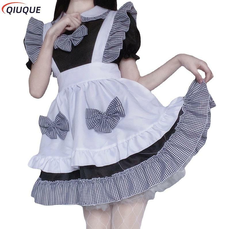Women Japanese Sexy Cat Maid Outfit Anime Cosplay Costume Black and White Maid Dress Girls Uniform Stage Clothes