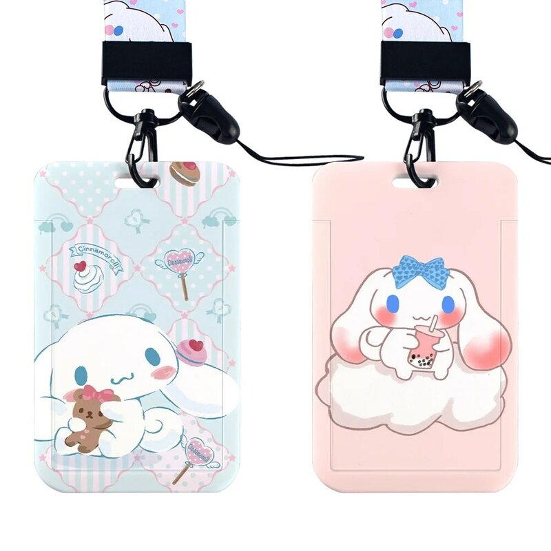 W Sanrio Cinnamoroll Holder Japanese Anime Lanyard Neck Strap for Key ID Card Phone Straps Badge Holder Keyrings Accessories