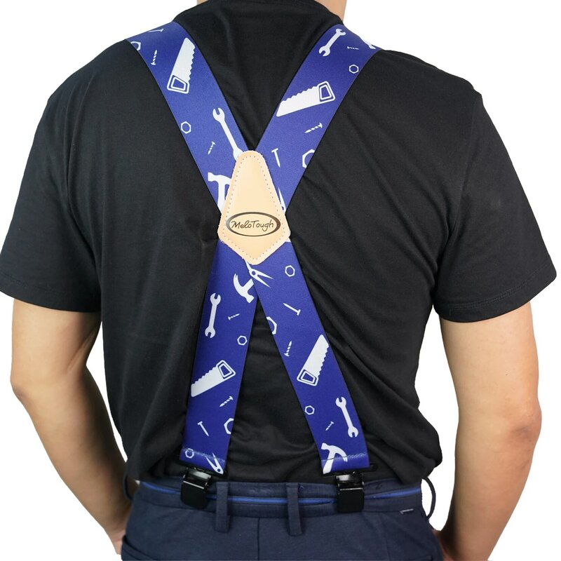MELOTOUGH ชาย Suspenders ยืดหยุ่นอย่างเต็มที่2นิ้วกว้าง X Back Heavy Duty Work Suspenders เข็มขัด Suspenders Man ระงับ