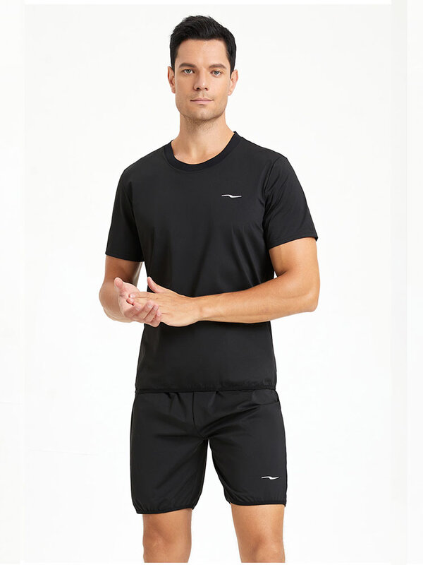 2pcs/set Sweat Suits Sauna Shirt+Shorts for Men Short Sleeve Sauna Suit Compression Top Weight Loss Body Shaper for Workout