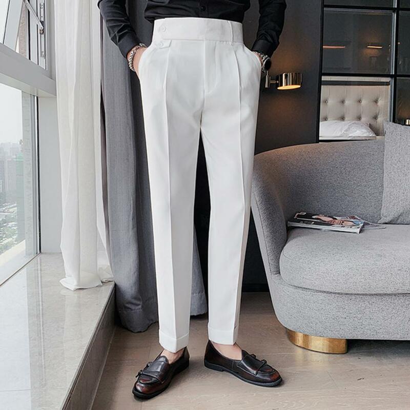 Mn-Pantalon de Travail Taille Haute, Robe Formelle FjSlim Fit, Fermeture Éclair, Mouche