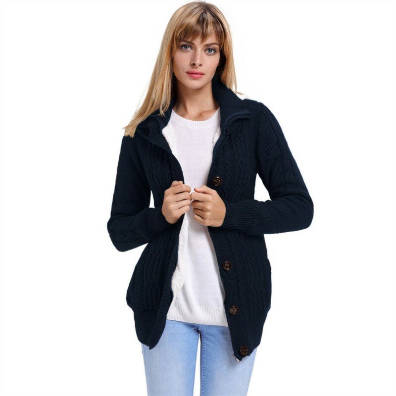 Cárdigan grueso de manga larga para mujer, suéter de punto de gran tamaño, abrigo elegante con capucha, Otoño e Invierno