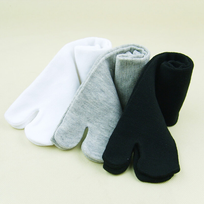 1 pasang kaus kaki bakiak dua ujung, Sandal Flip Flop Kimono Jepang, kaus kaki olahraga warna polos untuk pria