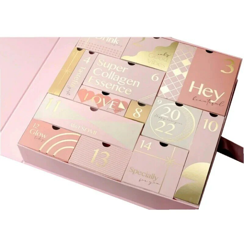 Spersonalizowany produkt własne logo kalendarz adwentowy papier puste pudełka na prezenty pudełko kartonowe do pakowania zestawy kosmetyczne tajemniczego pudełka