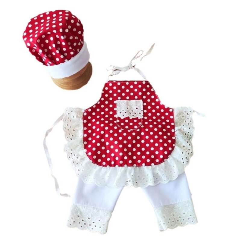Newborn Chef Costume Hat Apron Pants Photo Clothes Photo Props 0-6M Baby Photo Clothing for Boys Girls 3pcs