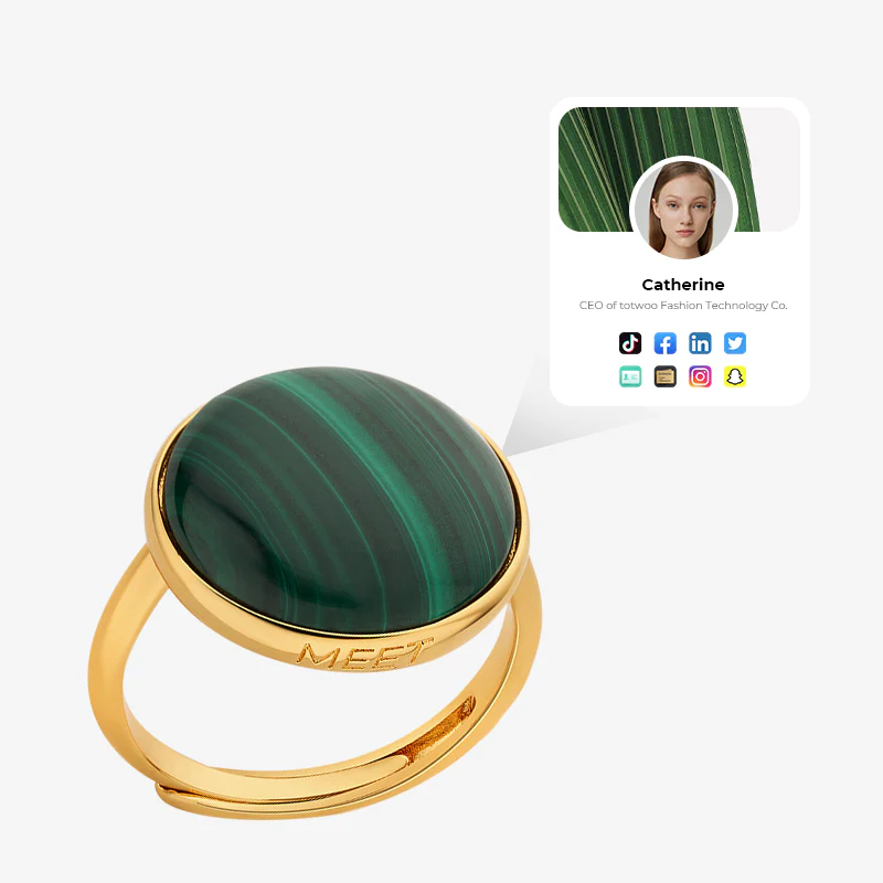 totwoo MEET Malachite Smart Ring(18K gold plated silver),Daily information sharing,A nice gift