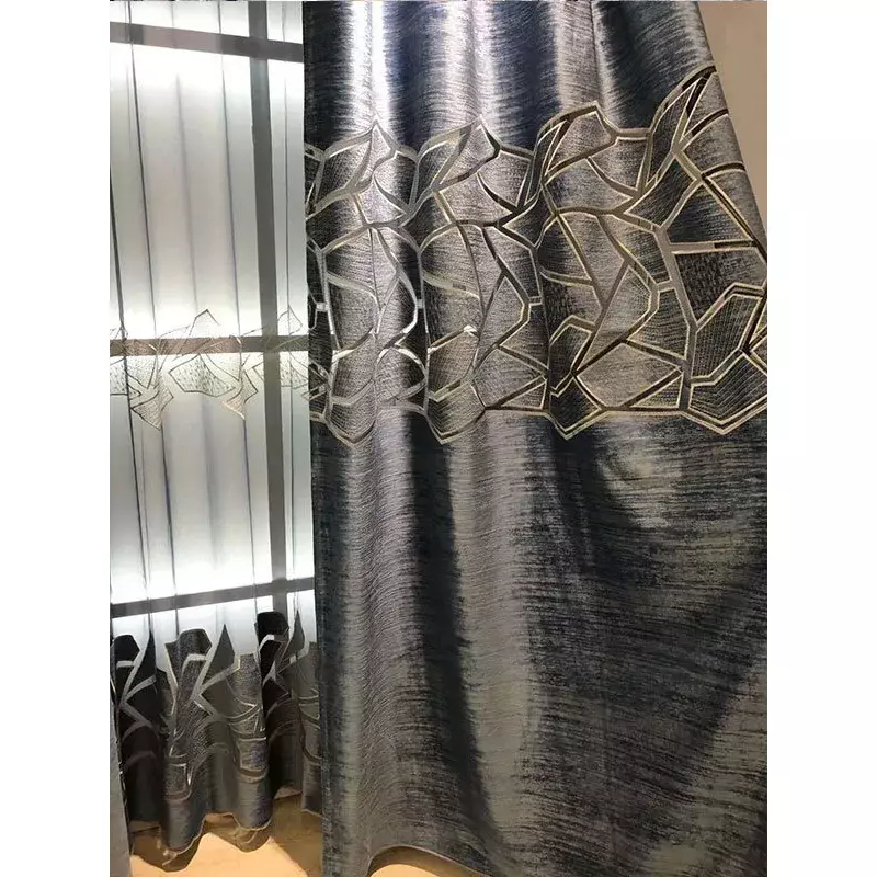 Европейские Роскошные занавески для гостиной полузатемняющие тюлевые премиум класса с геометрическим рисунком на заказ для столовой спальни домашний декор коричневый