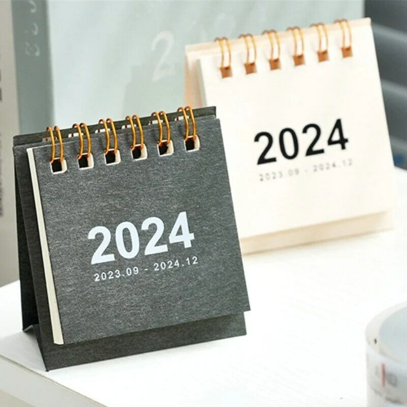 2023 2024 미니 심플 데스크 캘린더, 데일리 테이블 플래너, 탁상용 종이 달력