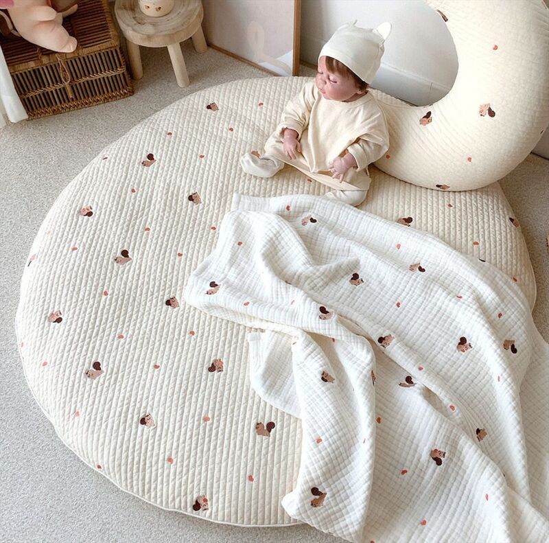 Детский игровой коврик в скандинавском стиле для новорожденных, круглые подушки, детская подушка, толстый хлопковый детский коврик для пол...
