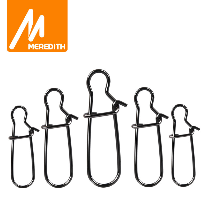 Meredith-Anzuelos de acero inoxidable, herramientas de enganche para pesca, pinzas de cierre rápido, anillos sólidos giratorios de seguridad