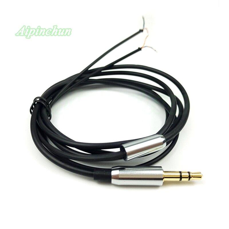 Aipinchun czarny kabel do naprawy słuchawek TPE DIY zestaw słuchawkowy kabel zastępczy LC-OFC rdzeń drutu 1.2 metrów typ linii Jack