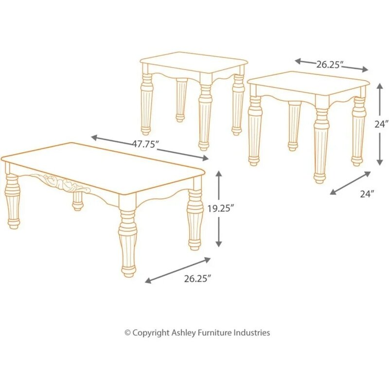전통 인조 대리석 3 종 세트, 시그니처 디자인, 커피 테이블