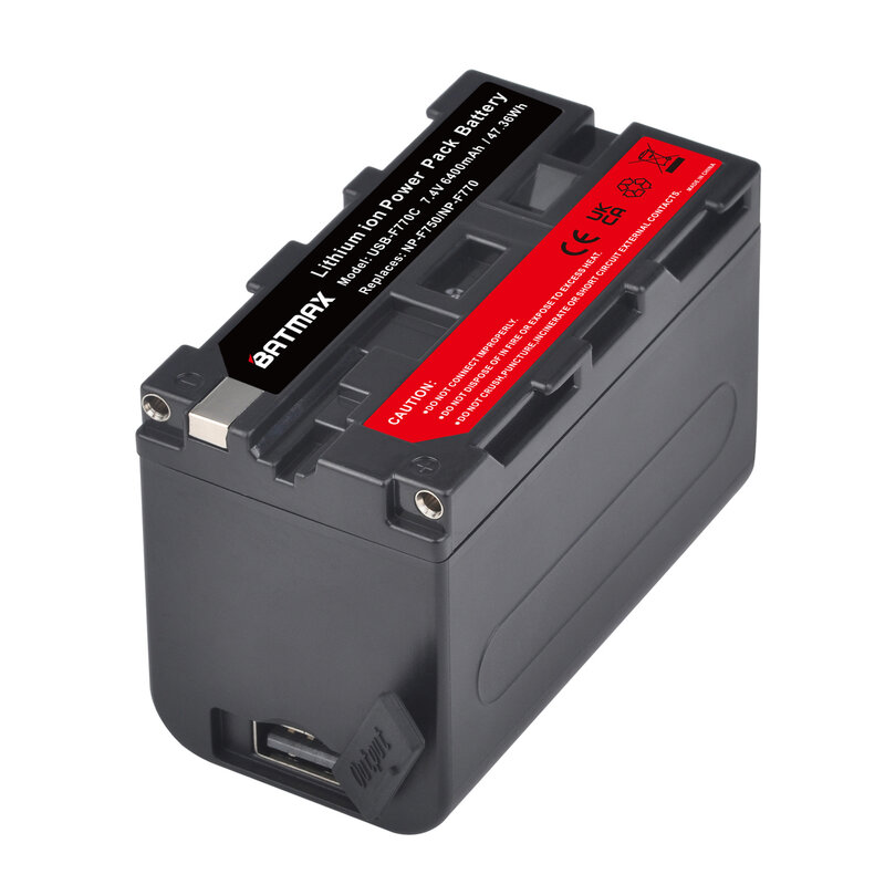 Bateria Batmax 6400mAh NP F750 NP F770 LED Indicador de Alimentação com Porta Tipo C para Sony NP F960 F970 NP-F550 V1J z1