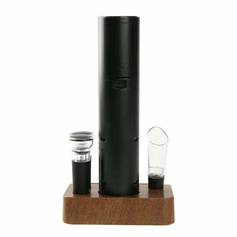 6 Piece Battery Operated Electric Wine Opener Set with Wood Base