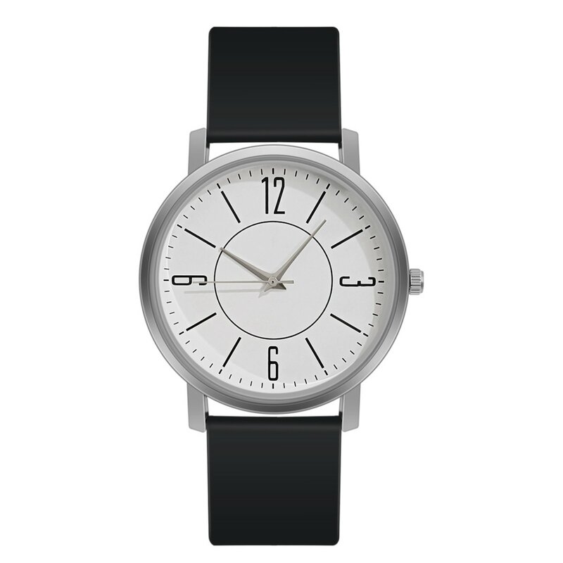 2023 New Minimalism Men'S Women'S Watch Versatile Couple Wristwatch Sliver Round Dial Silicone Band Watch Relojes