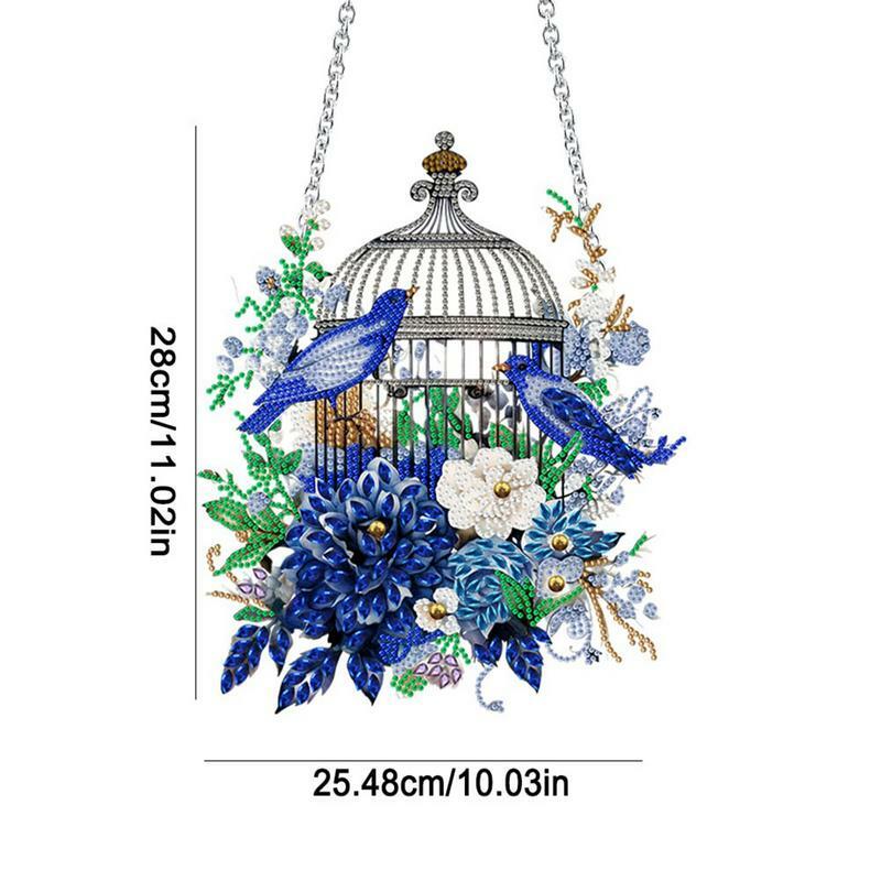 Rhinestone Art Kit Art DIY Painting Kits Flower Birdcage Spring Home Decor Mosaic Sticker Craft Hang Ornament Craft Kits For