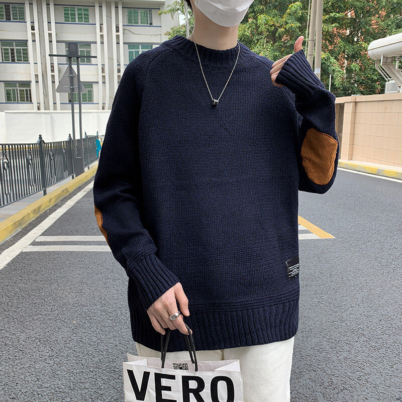 Suéter de cuello redondo para hombre, Jersey coreano que combina con todo, informal, cálido y suelto, novedad, Otoño e Invierno