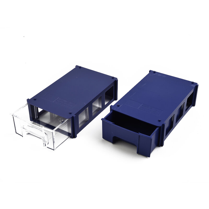 صندوق تخزين بلاستيكي قابل للتكديس ، حاوية متينة ، صندوق تخزين كبير ، لون أزرق شفاف ، x 85x40 1000 ، جزء واحد
