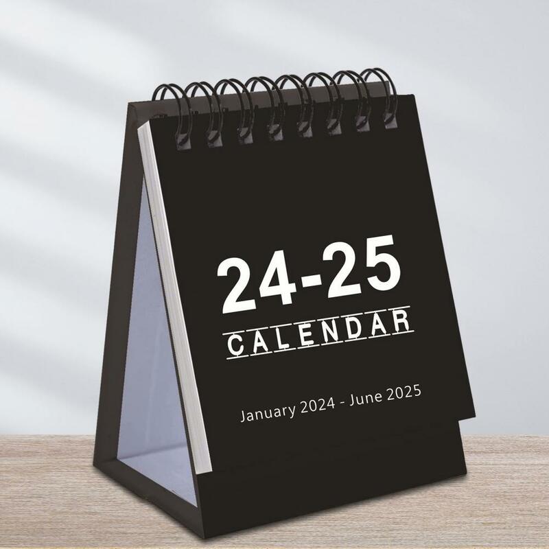 Pequeno portátil Desktop Calendar, Twin-Wire Binding, Casa, Escritório, Escola, 18 Meses, Maio 2025