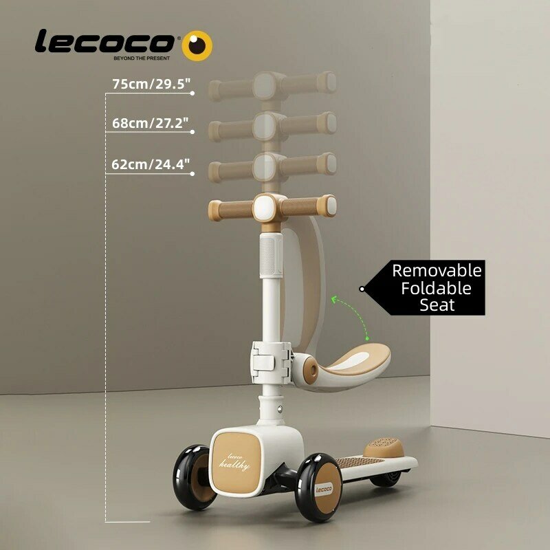 Lecoco 2-in-1 Kids Kick Scooter pieghevole regolabile in altezza manubri sedile rimovibile ruote illuminate a LED per bambini miglior regalo
