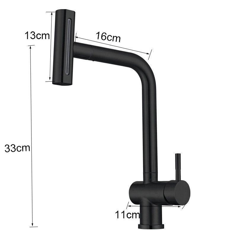 Waterfall Kitchen Faucet  360 ° Rotation Cold and Hot Deck Mounted Pull Out Sink 4 Ways Water Outlet Methods  Tap
