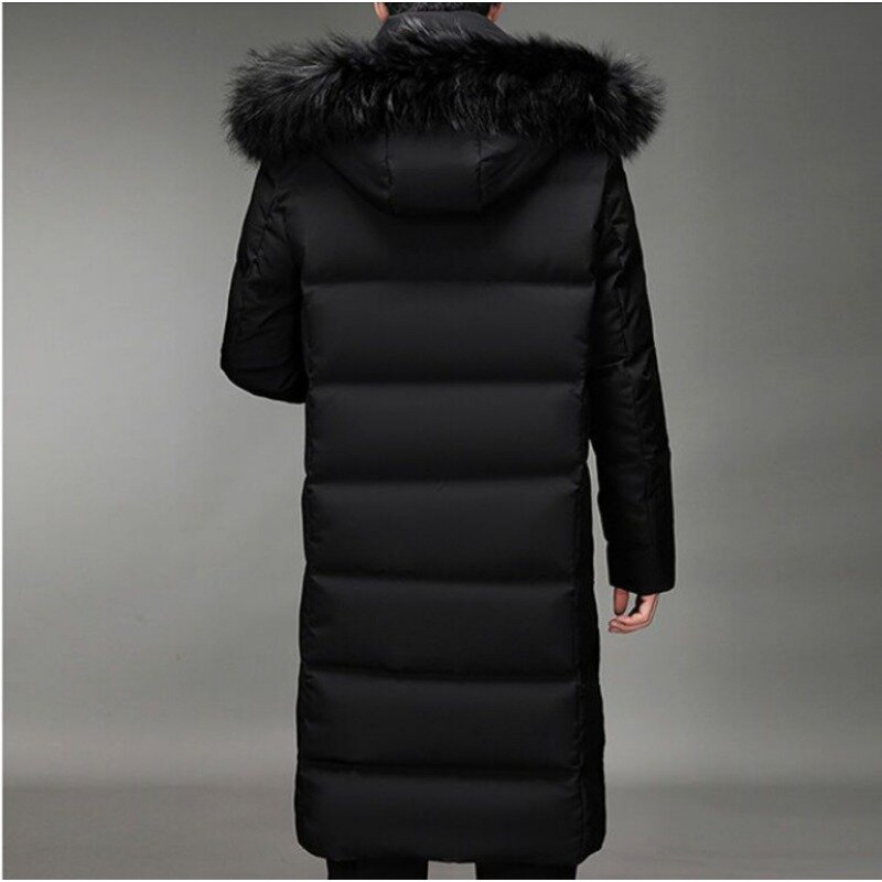 Новинка 2023, мужская куртка на белом утином пуху, зимнее пальто, свободные парки средней длины, утепленная теплая Красивая верхняя одежда, Трендовое пальто с капюшоном