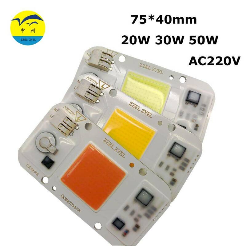 Chips LED COB de CA 7540, AC220V, 20W, 30W, 50W, sin necesidad de controlador para luz de cultivo DIY, espectro completo, 380-780nm, plántulas de plantas