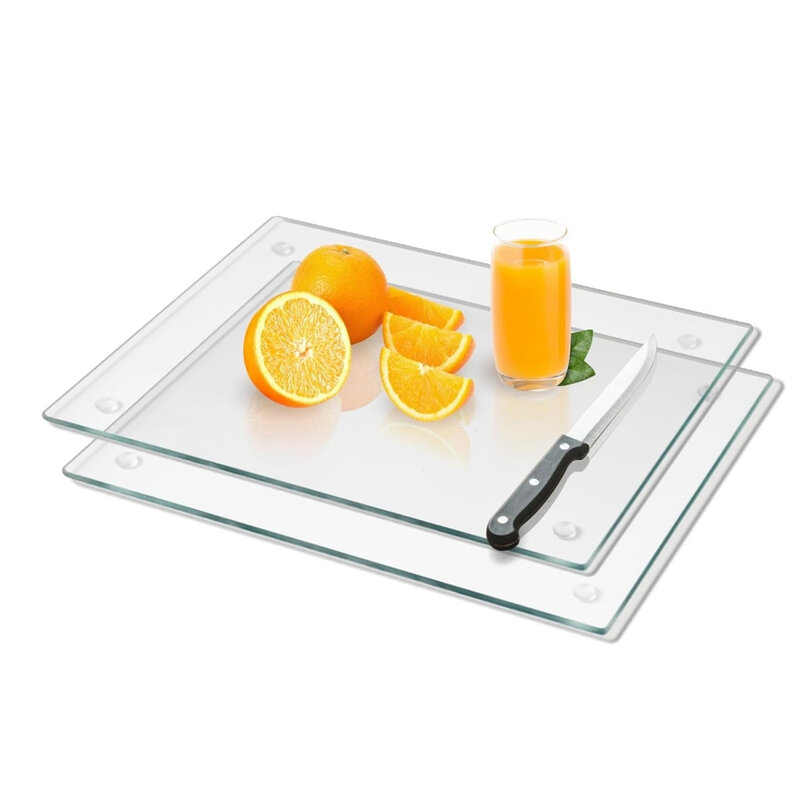 Planches à découper en acrylique avec coussin antidérapant, planche à découper transparente pour fruits et légumes pour la maison, la cuisine et le camping, 2 pièces