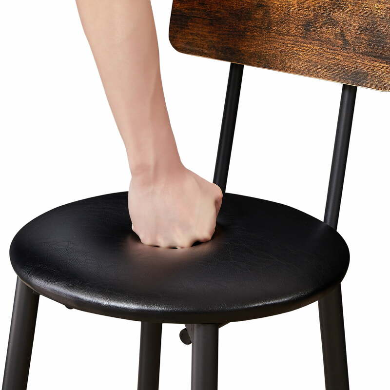 ชุดรับประทานอาหารโต๊ะในครัวความสูงของเคาน์เตอร์พร้อมเก้าอี้บาร์เบาะสำหรับพื้นที่ขนาดเล็กสีน้ำตาลเข้ม