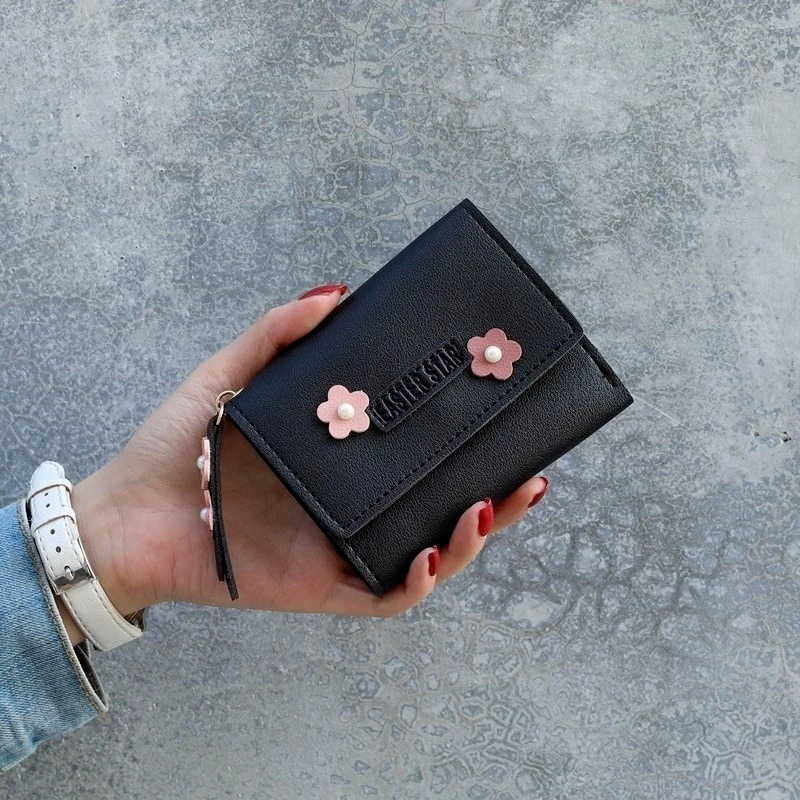 Breve giapponese e coreano fibbie morbido portafoglio moda Mini Fold Card Bag semplice nuova piccola borsa