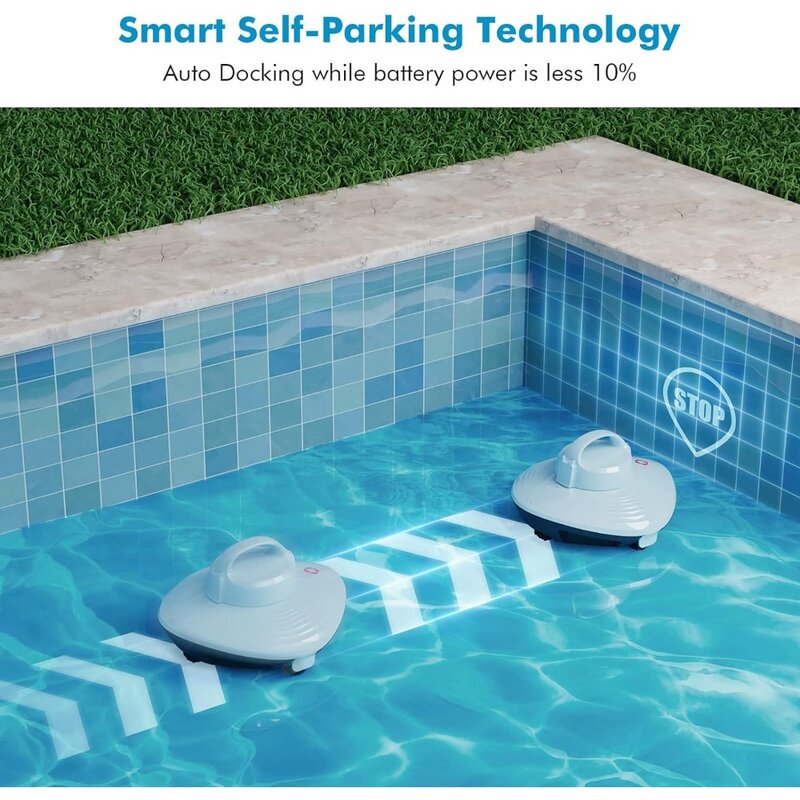 Aspiradora de piscina inalámbrica, Robot limpiador automático que dura 90 minutos, potente Motor sin escobillas, estacionamiento automático