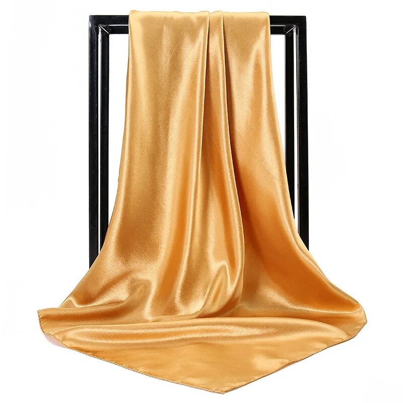 Novo cetim feminino cor sólida lenço de seda imitação monocromático profissional aeromoça toalha quadrada