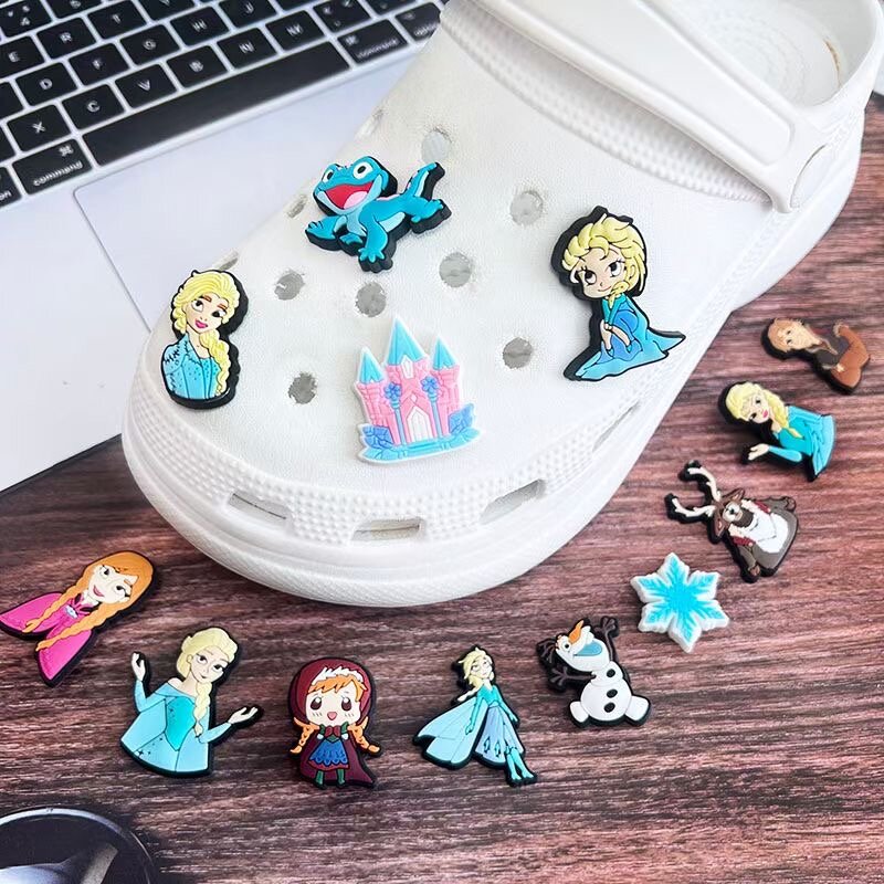 1-13PCS Disney Frozen Shoe Charms Shoe Accessories Decor for Anna Elsa Olaf Clog garden Shoes Charm Buckle Kids Party Xmas Girls