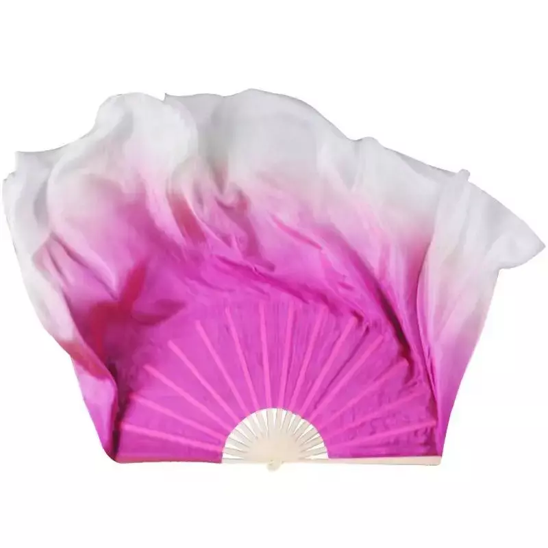 100% Real Silk Belly Dance Fans 1 Pc Handmade Dyed Silk Belly Dance Fan Classical Dance Fans Veil Both Sides Gradually Color