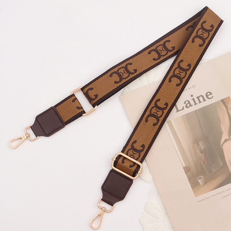 Tali tas wanita dapat diatur tali dompet untuk selempang Messenger tas bahu aksesori nilon sabuk bordir tali menjuntai